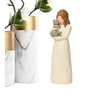Genérico Sister Figurine - Family Bond Sculpture, Sibling Companion Statue for Living Room, Resin Cat Memorial with Angel Design, Shelf Ornament, Friendship Protector Figure for Study and Nursery