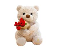 Genérico - Sitting Stuffed Doll | Soft with Hugging Flower, Cute Plush For Kids, Girls and Women, Decorative Animal Toy For Valentines, Wedding, Birthday, Christmas, Bedroom, Living Room