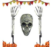 Genérico Skeleton Coming out of Ground - 3 Pieces Plasttic Skull Skeleton Décor, Zombie Arm Prop with Plasstic Hands | Skull Ornament For Pathway, Yard, Garden, Haunted House, Front Door, Fence