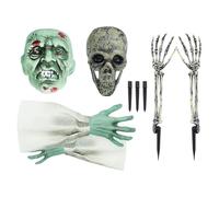 Genérico Skeleton Coming out of Ground - Halloween Stakes | Realistic Skull for Yard Garden Fence Haunted House Lawn Front Door Decor | Realistic Looking Skull Head and Skeleton Arms Set