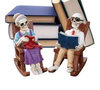 Genérico Skeleton Figurines, Resin Rocking Chair Skull Couple Figurine Ornaments, Spooky Halloween Home Decor Statues for Bookshelf, Mantel, Bedroom, Living Room, Party Display, and Shelf Decoration