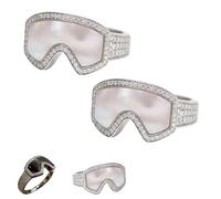 Genérico Ski Goggle Shaped Ring, Ski Goggle Shaped Adjustable Ring - Unique Winter Sports Jewelry for Women Men (2*White)