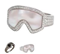Genérico Ski Goggle Shaped Ring, Ski Goggle Shaped Adjustable Ring - Unique Winter Sports Jewelry for Women Men (White)