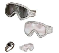 Genérico Ski Goggle Shaped Ring, Ski Goggle Shaped Adjustable Ring - Unique Winter Sports Jewelry for Women Men (Black+White)