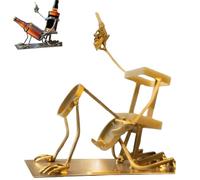 Genérico Skull Coke and Wine Bottle Stand, Funny Metal Skull Skeleton Bar Decor for Whiskey Beer, Unique Floor Freestanding Wine Rack, for Home Kitchen Decor (Gold)
