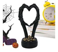 Genérico Skull Hand Heart Sculpture, Halloween Hand Statue Heart Shaped, Abstract Skeleton Art Piece, Gothic Decorative Accent Ornament, Versatile Resin Figurine for Home, Wedding, Kitchen