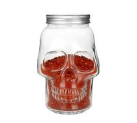 Genérico Skull Storage Jars - Decorative Container for Decor | Clear Glass with Screw Lid, Gothic Candy Holder Display, Refillable Organizer Canister for Kitchen Party Shelves 2.1in