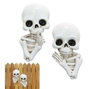 Genérico Skull Wall Sculpture, Resin Peeping Pose Gothic Skulls Statue, 6.6cm/2.59 Inches 451g Corner Door Decor Accent for Dorm, Haunted House, Wedding, Halloween Party, Workplace Display