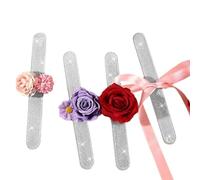 Genérico Slap Bracelet Corsage - 22x2.5cm 4pcs DIY Bridal Shower Wristband Set, Slap Bracelet Wrist Corsage Holder With Cutout Template, Bridal Bouquet Decoration Wristlet