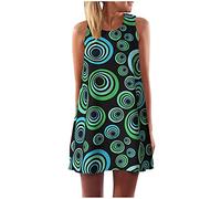 Genérico Sleeveless Vintage Women Mini Beach Boho Printing Summer Dress Short Women's Dress Boda Largo, c, L
