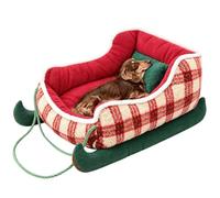 Genérico Sleigh Dog Bed - Santa Sleigh Dog Sofa Bed Funny Soft | Santa Sleigh Dog Sofa Bed Washable Indoor Seasonal Decoration Spacious Holiday Corner