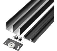 Genérico Sliding Door Track Kit, Aluminium Double Track Rail with Smooth Operation for Wardrobe and Home Office