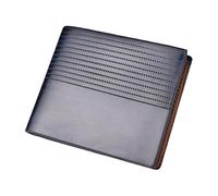 Genérico Slim Bifold Wallet, Vintage Handmade Faux Leather, Minimalist Men Wallet with ID Window & Multi-Card Storage, Classic Gift for Him, Multiple Storage, 4,52 x 3,93 x 0,6 in, azul marino, Se