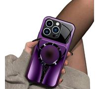Genérico Slim Shockproof Luxury Cover for iPhone, Magnetic Tempered Glass Phone Case - Shockproof, Wireless Charging, Anti-Scratch Anti-Fingerprint Protective Cover (for iPhone 15 Pro,Purple)