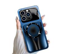 Genérico Slim Shockproof Luxury Cover for iPhone, Magnetic Tempered Glass Phone Case - Shockproof, Wireless Charging, Anti-Scratch Anti-Fingerprint Protective Cover (for iPhone 15,Blue)