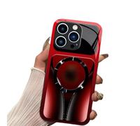 Genérico Slim Shockproof Luxury Cover for iPhone, Magnetic Tempered Glass Phone Case - Shockproof, Wireless Charging, Anti-Scratch Anti-Fingerprint Protective Cover (for iPhone 17,Red)