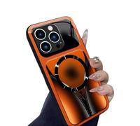 Genérico Slim Shockproof Luxury Cover for iPhone, Magnetic Tempered Glass Phone Case - Shockproof, Wireless Charging, Anti-Scratch Anti-Fingerprint Protective Cover (for iPhone 15,Orange)