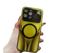 Genérico Slim Shockproof Luxury Cover for iPhone, Magnetic Tempered Glass Phone Case - Shockproof, Wireless Charging, Anti-Scratch Anti-Fingerprint Protective Cover (for iPhone 14 Plus,Yellow)