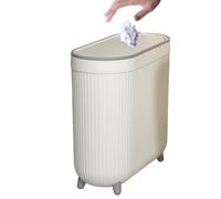 Genérico Slim Toilet Trash Can, Narrow Garbage Can with Lid Compact Waste Bin, Space Saving Design, Paper Waste Container, for Toilet Small Restroom Vanity Corner