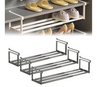 Genérico Slimdescent Cabinet Telescopic Shelf, Adjustable Shoe Rack & Under Cabinet Shelf, Slimdescent Shoe Rack, for Shoes or Clothing Storage and Organization (Black * 3Pcs)