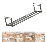 Genérico Slimdescent Cabinet Telescopic Shelf, Expandable Adjustable Shoe Rack & Under Cabinet Shelf with Durable Carbon Steel for Kitchen, Closet, Bathroom (Black,19.9-35.8in)