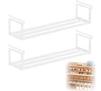 Genérico Slimdescent Cabinet Telescopic Shelf, Slimdescent Expandable Shoe Rack Organizer, Adjustable Shoe Rack & Under Cabinet Shelfs, Multifunctional Hanging Retractable Shelf for Shoes (2*White)