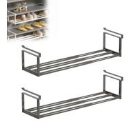Genérico Slimdescent Cabinet Telescopic Shelf, Slimdescent Expandable Shoe Rack Organizer - Adjustable Shoe Rack & Under Cabinet Shelf, for Shoes Clothing Storage and Closet (Black,2pc)