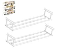 Genérico Slimdescent Cabinet Telescopic Shelf, Slimdescent Expandable Shoe Rack Organizer, No Punch, Multifunctional Telescopic Shelfs Cabinets for Storing Shoes (White,2pcs)