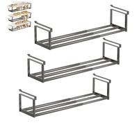 Genérico Slimdescent Cabinet Telescopic Shelf, Slimdescent Expandable Shoe Rack Organizer, No Punch, Multifunctional Telescopic Shelfs Cabinets for Storing Shoes (Black,3pcs)