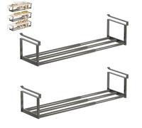 Genérico Slimdescent Cabinet Telescopic Shelf, Slimdescent Expandable Shoe Rack Organizer, No Punch, Multifunctional Telescopic Shelfs Cabinets for Storing Shoes (Black,2pcs)