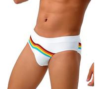 Genérico Slip de baño para hombre, bandera arco iris, bragas para hombre, ligero, transpirable, cómodo y suave, sexy y erótico, casual, de moda, estilo colorido para el diario y el orgullo LGBT, 01