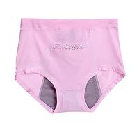 Generico Slip mujer cintura alta, deportivo de hielo slip de baño mujer sin costuras, invisible slip menstrual mujer elástico elegante traje de baño mujer, Rosa, XL