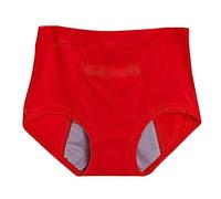 Generico Slip mujer cintura alta, deportivo de hielo slip de baño mujer sin costuras, invisible slip menstrual mujer elástico elegante traje de baño mujer, rojo, L