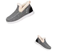 Genérico Slippers for Women & Men Indoor and Outdoor Winter Warm,Warm Faux Fur Lining Anti-Slip Slip on Loafer Casual,Outdoor Plush Short Booties (Gray,5)