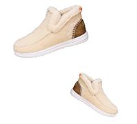 Genérico Slippers for Women & Men Indoor and Outdoor Winter Warm,Warm Faux Fur Lining Anti-Slip Slip on Loafer Casual,Outdoor Plush Short Booties (Apricot,4.5)