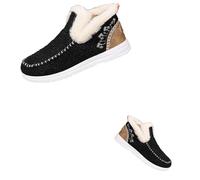 Genérico Slippers for Women & Men Indoor and Outdoor Winter Warm,Warm Faux Fur Lining Anti-Slip Slip on Loafer Casual,Outdoor Plush Short Booties (Black,7.5)