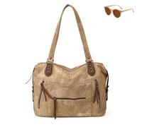 Genérico Slouchy Shoulder Bag for Women, Large Capacity PU Leather Vintage Tote Bag, Hobo Casual Underarm Bags Handbag Purse