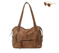 Genérico Slouchy Shoulder Bag for Women, Large Capacity PU Leather Vintage Tote Bag, Hobo Casual Underarm Bags Handbag Purse