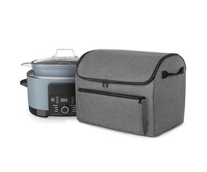 Genérico Slow Cooker Bags, Cooking Pot Tote, Waterproof Carrying Case, Accessory Pocket Included, Portable Storage Organizer for Camping, Picnic, Potluck, Beach, Travel Gray