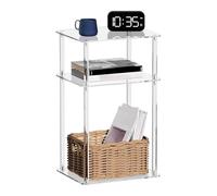 Genérico Small Acrylic End Table, Transparent Side Tables with Storage Shelves, 30x25x55cm/11.81x9.84x21.65 Inches Space-Saving for Bedroom, Dorm, Living Room, Apartment, Rental Space