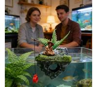 Genérico Small Aquarium Figurine, Resin Collectible Decor, 3.54x3.15x2.28 Inch Realistic Ornament with Build, Fisherman Aquarium Decor, Fish Tank Accessory with Detailed Design for Betta Hermit Crab