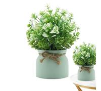 Genérico Small Artificial Flower Potted, Elegant Faux Plants in Pot, ABS Indoor/Outdoor Desktop Decorations for Dining Room and Bathroom, Farmhouse Style, for Charming Decor, 22x15cm