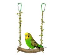Genérico Small Bird Swing Toy - Natural Wood Perch with Chewable Parts For Parrots, Parakeets & Cockatiels | Fun Climbing & Swinging Cage Accessory For Exercise, Boredom Relief & Play
