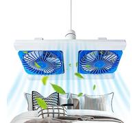 Genérico Small Ceiling Fan with Light | 3-Speed Powerful Timer Double-Head Adjustable | Screw In Ceiling Fan LED Lights,Dorm Office Apartment Bedroom Living Room Kitchen