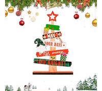 Genérico Small Christmas Tree Alphabet Shape - Mini Tabletop Wooden Ornament, Festive Holiday Decoration for Desk, Shelf, Party Setup | Seasonal Gathering Home Display Accessory