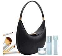 Genérico Small Crescent Bag, Leather Shoulder Purse for Women, 4-in-1 Trendy Handbag Set, Compact Cross Body Tote, Stylish Travel Accessory, for Party, Vacation, Daily Outing Use