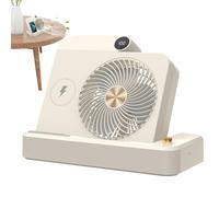 Genérico Small Desk Fan, Air Circulator Fan with Wireless Charger, 100 Speed Adjustment, 9,84 x 6,5 x 9,45 pulgadas Digital Display, Angled Base, Camping Cooling Device for Women Men