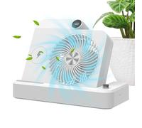 Generico Small Desk Fan, Air Circulator Fan with Wireless Charger, 100 Speed Adjustment, 9.84x6.5x9.45 Inches Digital Display, Angled Base, Camping Cooling Device for Women Men