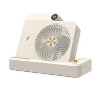 Generico Small Desk Fan, Air Circulator Fan with Wireless Charger, 100 Speed Adjustment, 9.84x6.5x9.45 Inches Digital Display, Angled Base, Camping Cooling Device for Women Men