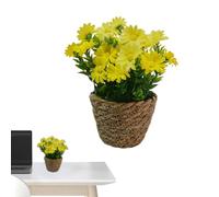Genérico Small Fake Plants with Pot,20x15x12cm Time-Saving Artificial Flowers In Rattan Potted - Convenient Care Artificial Daisy Pot For Home Wedding Restaurant Dinner Decoration Shelf Table